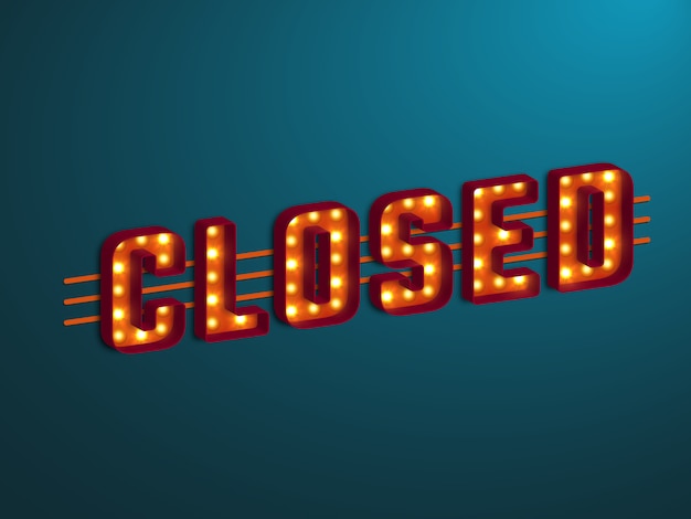 3d retro closed sign.