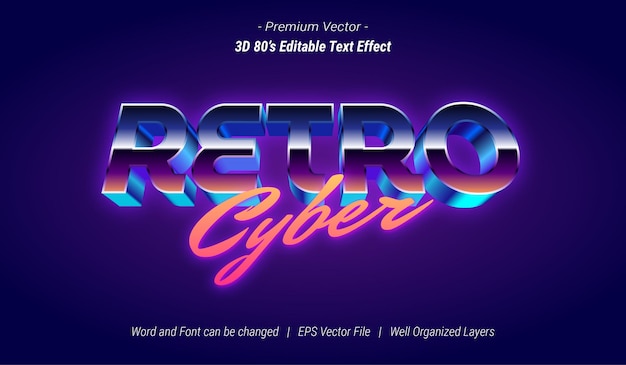 3d retro cyber editable text effect