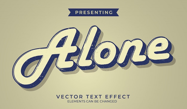 Vector 3d retro editable text effect with grunge texture