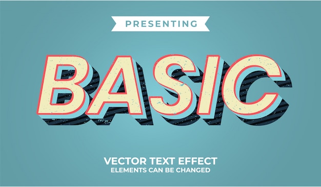 Vector 3d retro editable text effect with grunge texture