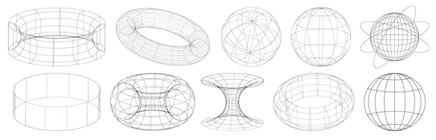 3d Retro futuristicBlack trip elements on the white background Acid rave conceptTrippy vibe shape