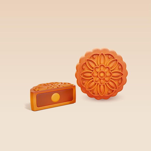 Vector 3d retro midden herfst mooncake