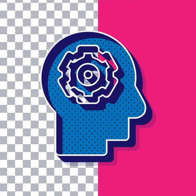 3D レトロ プレイフル ブルー ドット AI マインド アイコン アジャスタブル ピンク 背景