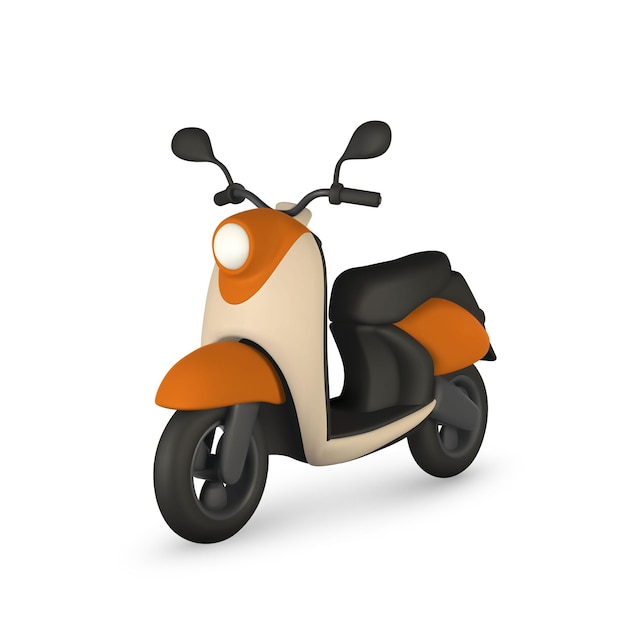 3d retro scooter op witte achtergrond klassieke motor scooter vector illustratie