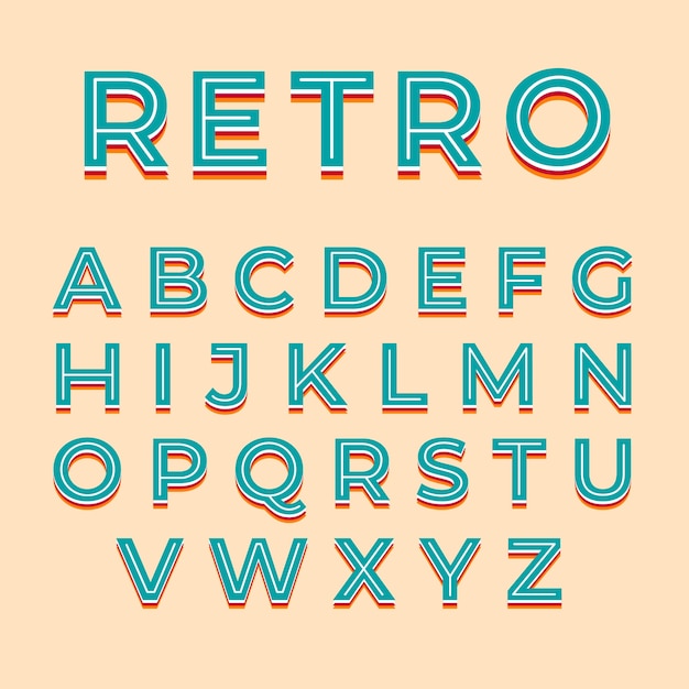 3D-retro stijl voor alfabet