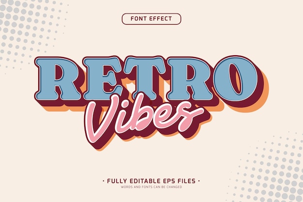 Vector 3d retro vibes bewerkbare vector tekst effect