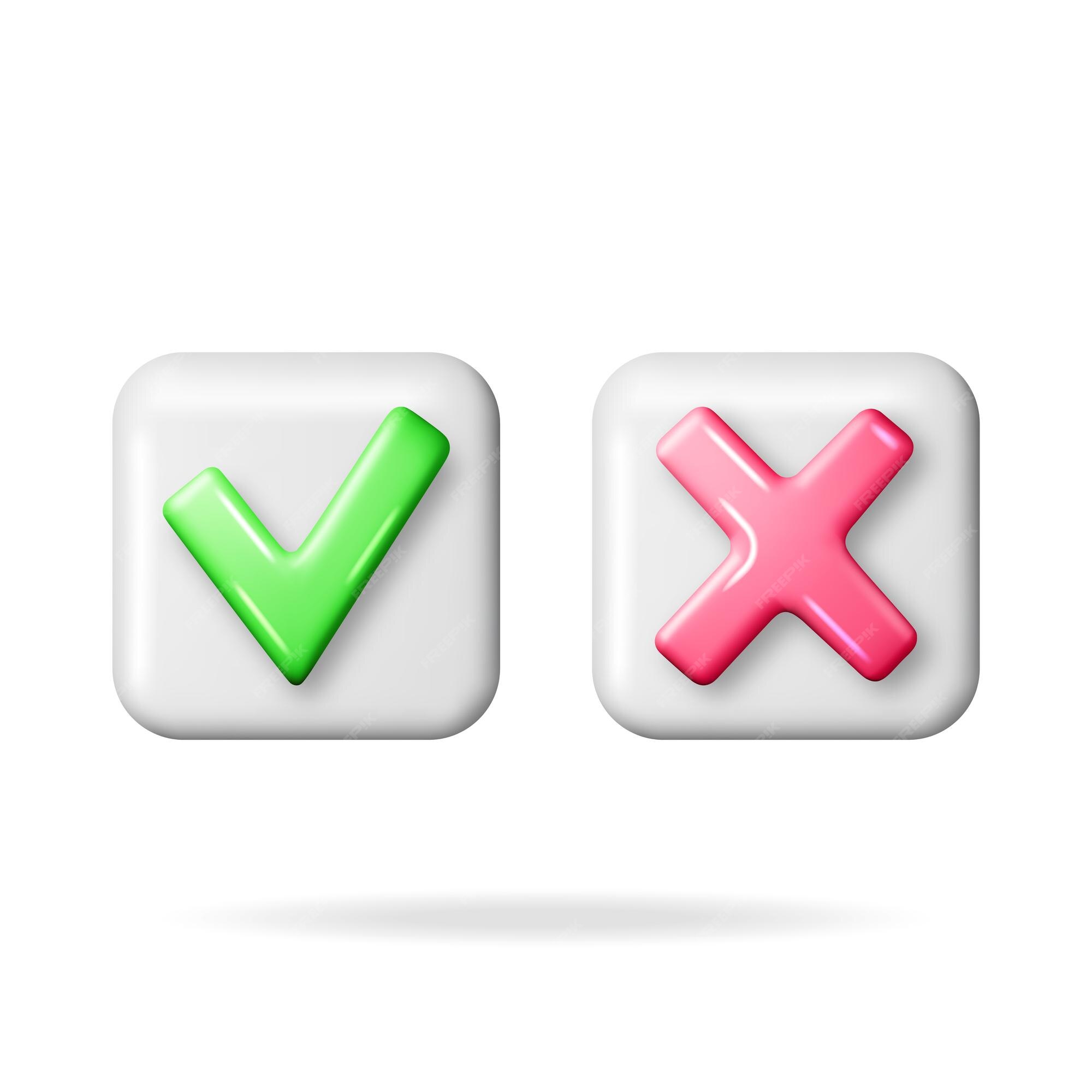 Check mark and cross mark symbols icon. Buttons with checkmark and cross.  right checkmark symbol accepted and rejected. 21008097 PNG