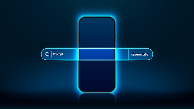 3d robot with a message bubble and a smartphone on futuristic background generative bar and ai assistant artificial intelligence chatbot technology and automation service vector illustration