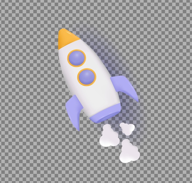 3d rocket realistic with background