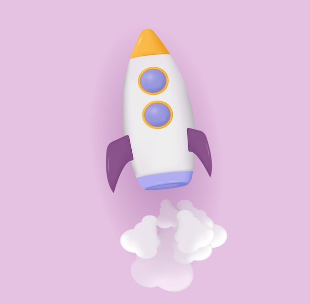 3d rocket realistic with background