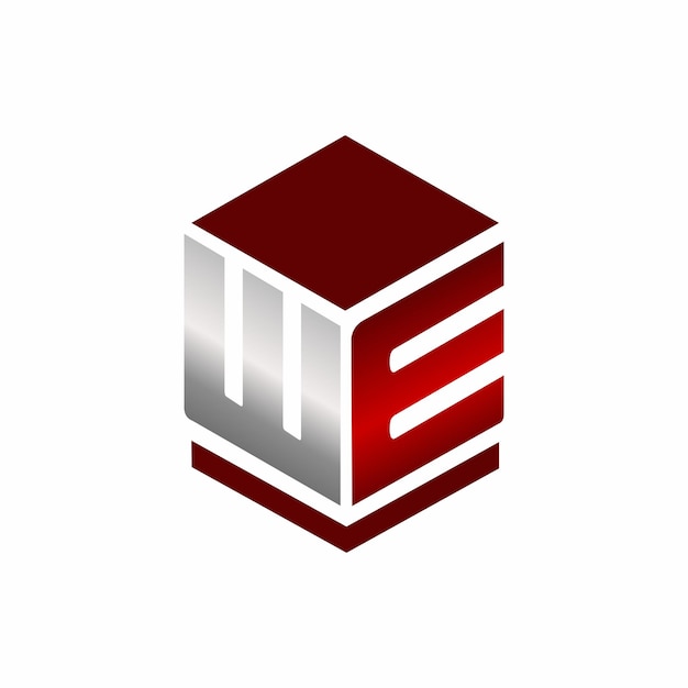 Vector 3d rode kubus moderne logo beginletter w en e