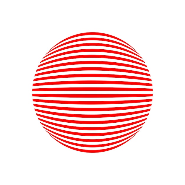 3D rode lijnen wereldbol vector. Gestreept bolontwerp.