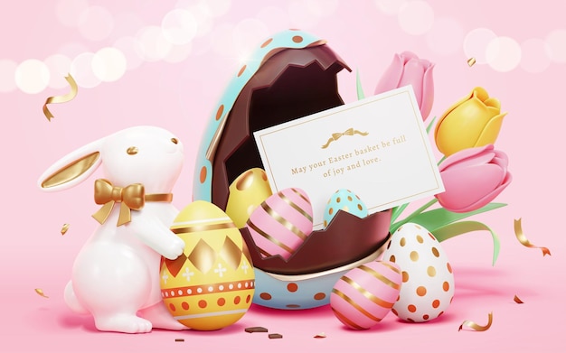 Vector 3d romantic easter holiday template