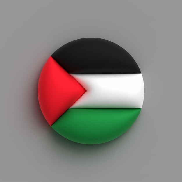 3d ronde Palestijnse vlag ontwerp op witte achtergrond