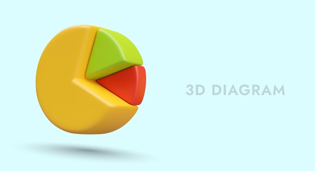 Vector 3d round diagram with different sections in different colors