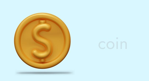 3D 円ゴールドコイン ドルサイン メタリックテクスチャのベクトルオブジェクト
