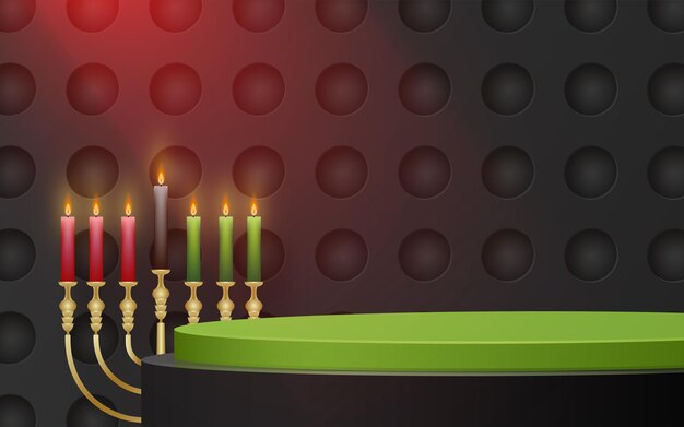 Вектор Третий раунд подиума для карты happy kwanzaa