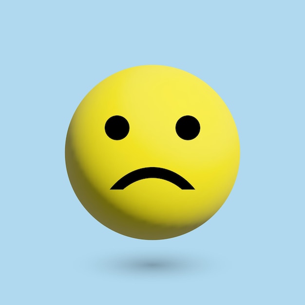 3D sad emoticon vector