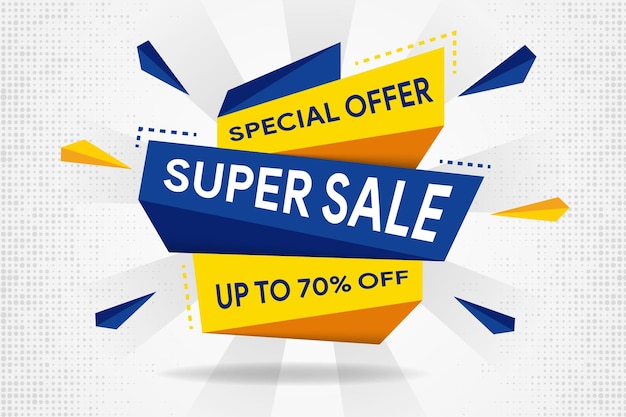 3d распродажа современного элемента баннера с текстом Super Sale для эмоций и мотивации красочный веб-шаблон