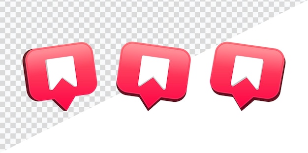 3d save icon in red speech bubble or set of bookmarks symbols with notification icons bubbles