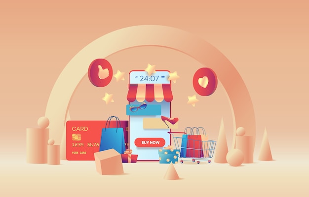 3d scene of an online store