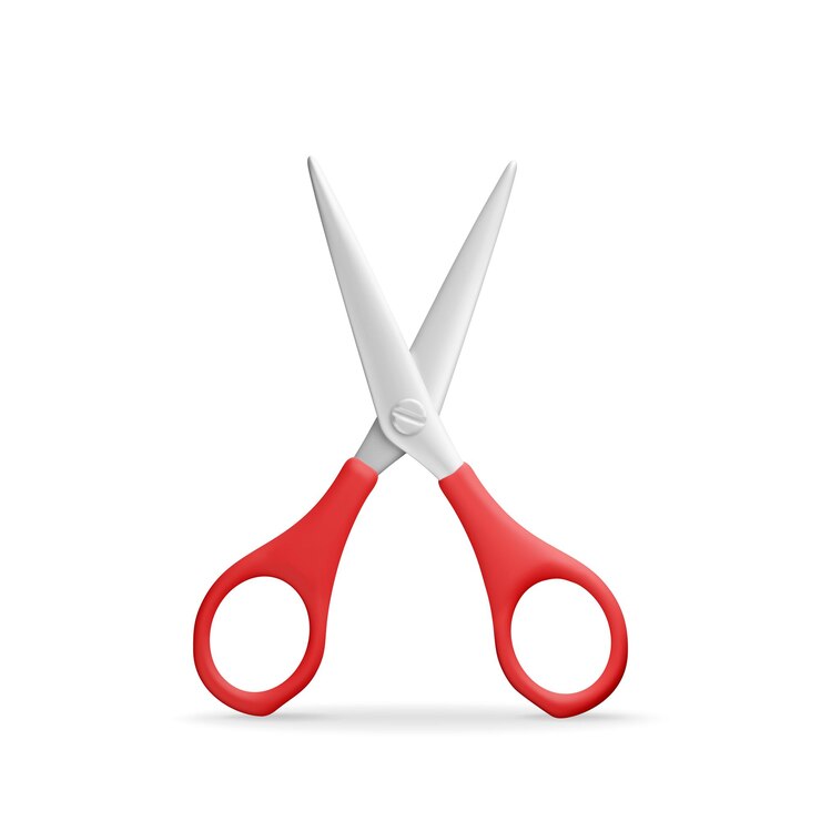 Vector 3d scissors with red plastic handles