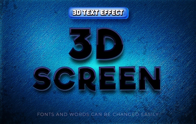 Редактируемый текстовый эффект 3d экрана