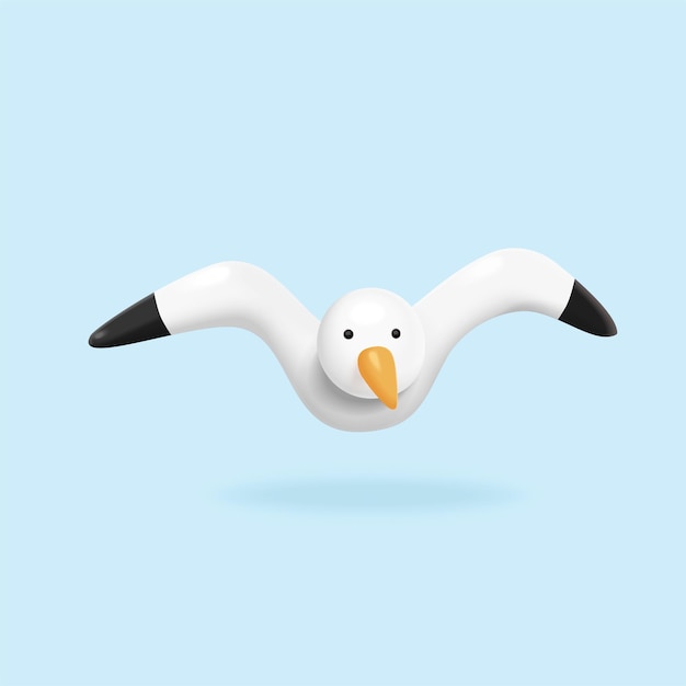 3D seagull in front view