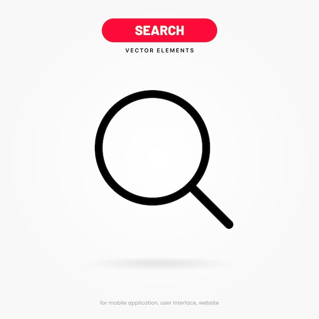 3d search push button search, research, analysis, survey icon for social media, mobile app, website