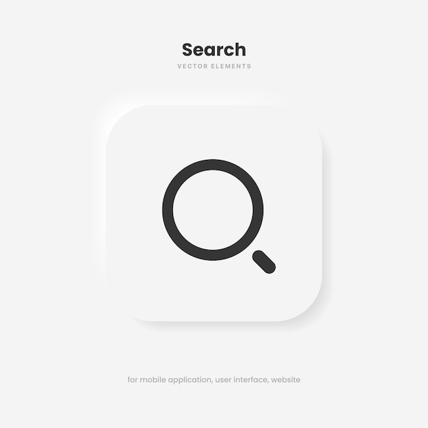 3d search push button search, research, analysis, survey icon for social media, mobile app, website