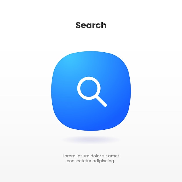 3d search or research icon for social media, mobile app, website, search engine, ui, gui, ux