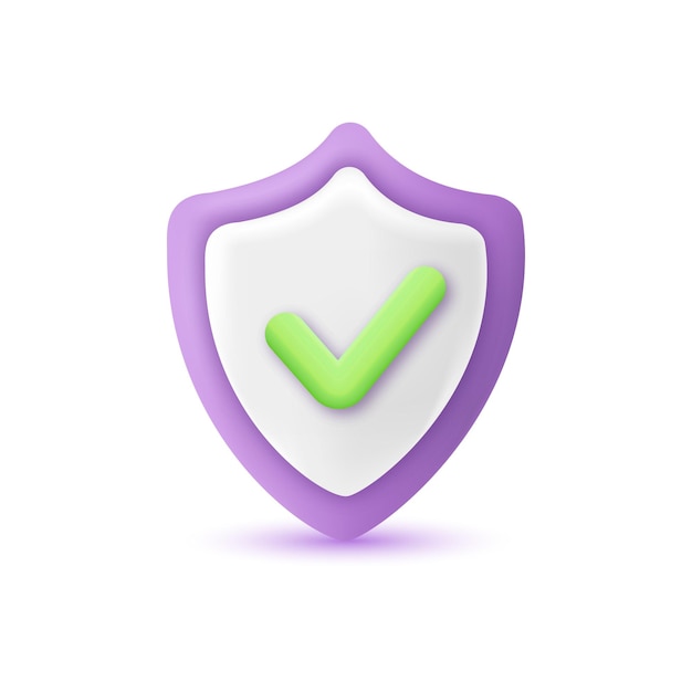 3d security guarenteed shield check mark vector