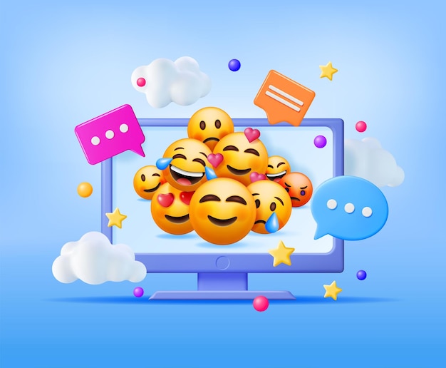 3D Set of Emoticons in Computer