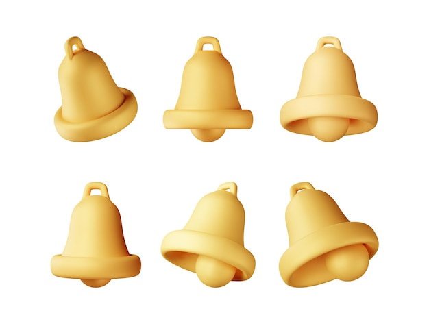 3d set of notification bell icon