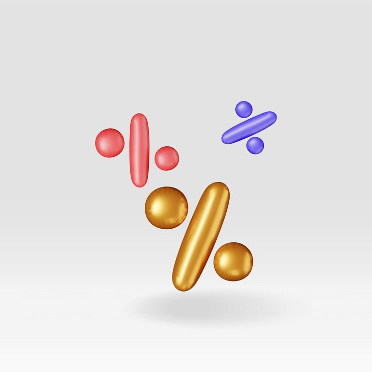 Vector 3d set of realistic percent sign balloon