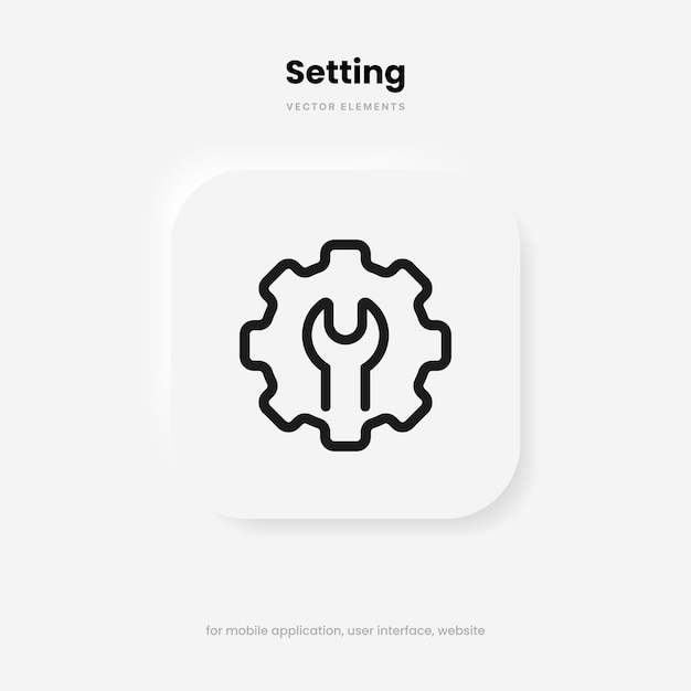 3d setting icon. tools, cog, gear, help sign isolated on white background stock vector for ui ux.