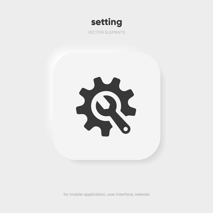 Vector 3d setting icon vector tools cog gear sign isolated on white background help options account