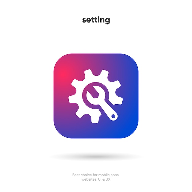 3d setting icon vector Tools cog gear sign isolated on white background Help options account