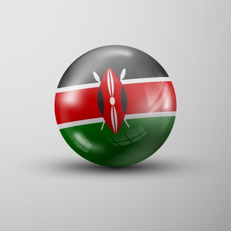 Vector 3d-sfeer achtergrond met vlag van kenia