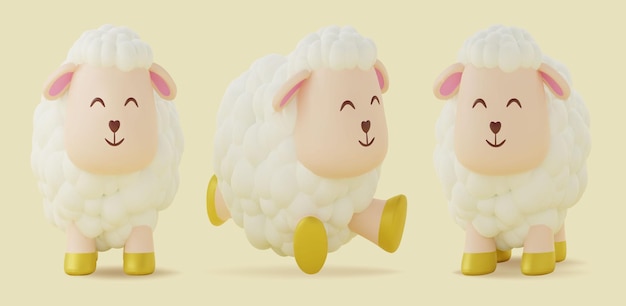 3d sheep character design Suitable for Ramadan Eid al fitr and Eid al Adha decoration