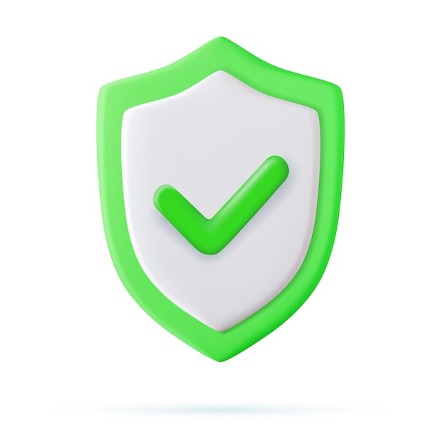 3d shield protected icon with check