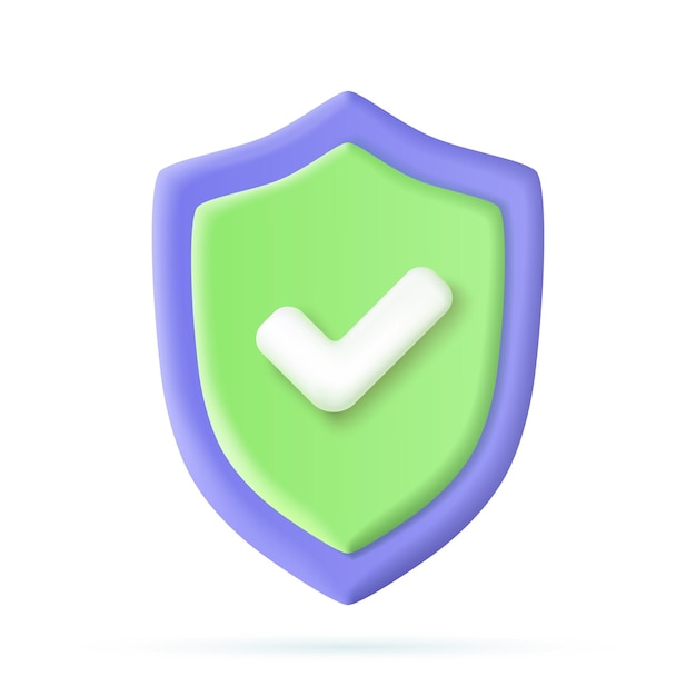 Vector 3d shield protected icon with check