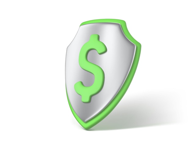 3d shield with dollar sign Money protection concept Safe payment of money money guarantee financial savings Vector 3D illustration