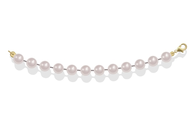 Vector 3d shiny natural white pearl garlands beads on white background wedding theme vector illustration