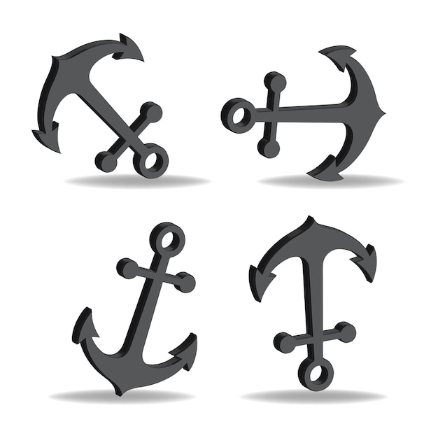 3D Ship Anchor Vector Set, 3D anchor, ship tool, ship anchor, ship elements