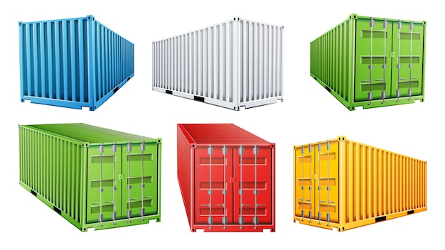 Vector 3d shipping cargo container set