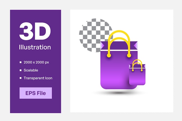 3 d ショッピング バッグ紙アイコン ベクトル イラスト web およびモバイル アプリまたはプロモーション。ウェブデザイン