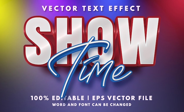 Vector 3d show time editable text effect template