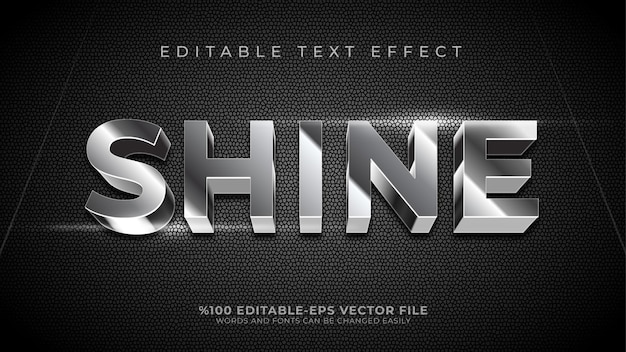 Vector 3d silver editable text effect