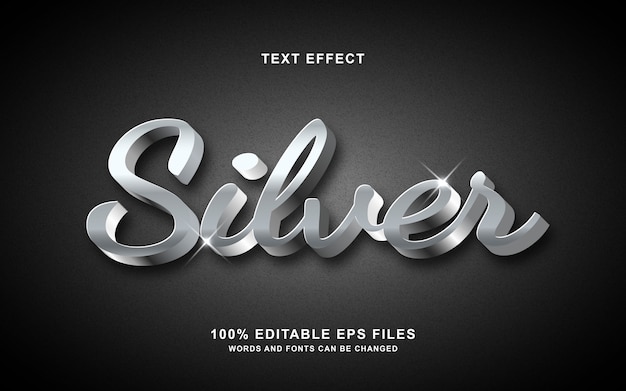 Vector 3d silver font style effect